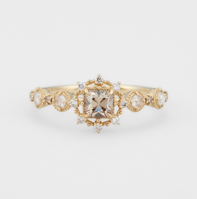 925 Sterling Silver Champ Gem Stone Cushion Cut Ring